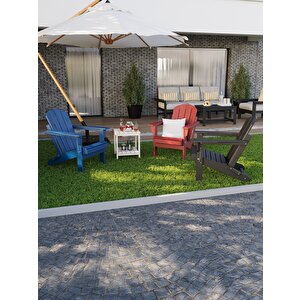 Mavi Adirondack Serisi Klasik Katlanır Sandalye, Siyah Koltuk, Balkon,bahçe,cafe Mobilyası