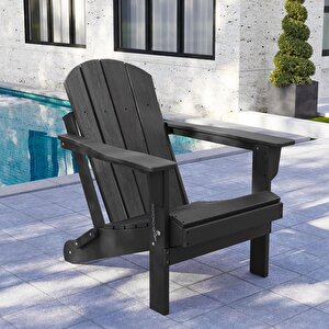 Siyah Adirondack Serisi Klasik Katlanır Sandalye, Siyah Koltuk, Balkon,bahçe,cafe Mobilyası Siyah
