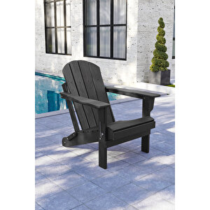 Siyah Adirondack Serisi Klasik Katlanır Sandalye, Siyah Koltuk, Balkon,bahçe,cafe Mobilyası