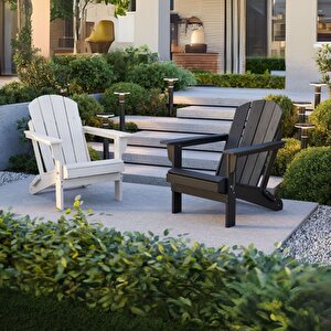 Siyah Adirondack Serisi Klasik Katlanır Sandalye, Siyah Koltuk, Balkon,bahçe,cafe Mobilyası