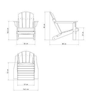 Siyah Adirondack Serisi Klasik Katlanır Sandalye, Siyah Koltuk, Balkon,bahçe,cafe Mobilyası
