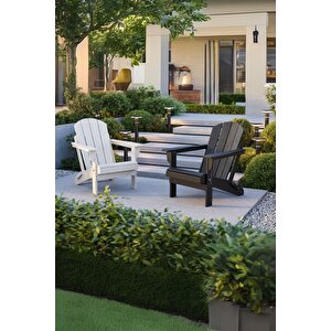 Beyaz Adirondack Serisi Klasik Katlanır Sandalye, Siyah Koltuk, Balkon,bahçe,cafe Mobilyası Beyaz