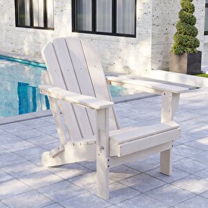 Beyaz Adirondack Serisi Klasik Katlanır Sandalye, Siyah Koltuk, Balkon,bahçe,cafe Mobilyası Beyaz