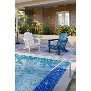 Beyaz Adirondack Serisi Klasik Katlanır Sandalye, Siyah Koltuk, Balkon,bahçe,cafe Mobilyası Beyaz