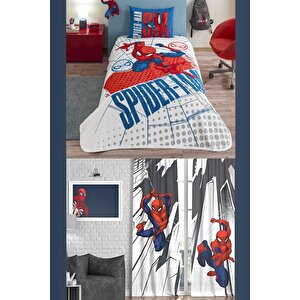 Spiderman Pike Takımı + 2'li Spiderman Fon Perde + Yastık + Kupa Bardak Hediye Toplam 7 Parça