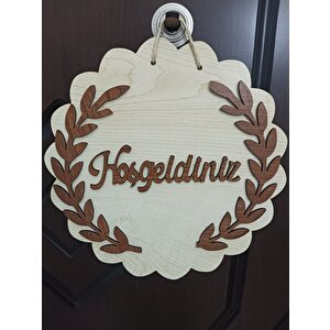 Hoşgeldi̇ni̇z Yazisi Zeyti̇n Dali Dekor Ahşap Mdf Kapi Duvar Süsü