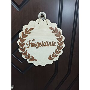 Hoşgeldi̇ni̇z Yazisi Zeyti̇n Dali Dekor Ahşap Mdf Kapi Duvar Süsü