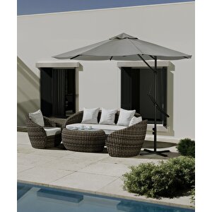 Bahçe Balkon Cafe Şemsiye 290x290 Cm Katlanır Gri