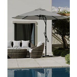 Bahçe Balkon Cafe Şemsiye 290x290 Cm Katlanır Gri