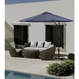 Bahçe Balkon Cafe Şemsiye 290x290 Cm Katlanır Gri