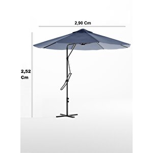 Kagu Bahçe Balkon Cafe Şemsiye 290x290 Cm Katlanır Gri