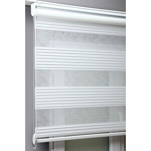 Pileli Beyaz Zebra Stor Kaliteli Güneşlik Perdeler 100x260 cm