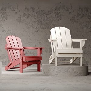 Kırmızı Adirondack Serisi Klasik Katlanır Sandalye, Siyah Koltuk, Balkon,bahçe,cafe Mobilyası Kırmızı 05