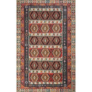 Private Renkli Eskitme Vintage Halı Kilim Otantik Dokuma Şönil Halı Yıkanabilir Salon Halısı 95x250 cm