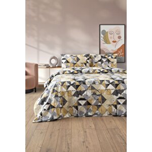 Lovely Desenli Çift Kişilik Nevresim Takımı - Çift Kişilik Nevresim Seti Sarı - Kahverengi