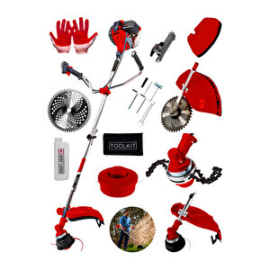 Bakir Sargi Yan Ti̇pi̇ Benzi̇nli̇ Ot Çali Çi̇m Bi̇çme Tirpan Maki̇nasi Canavar Baslik-k