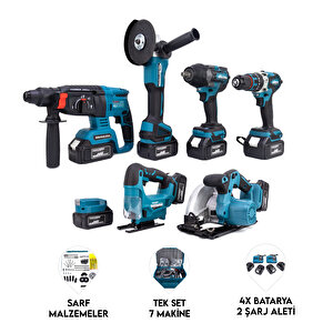Yedi̇li̇ Set Mk800 (powerbank&led+ Ş.hilti+ş.spral+s.sıkma+13mm Ç.mandren+ş.dekupaj+sunta Kesme)