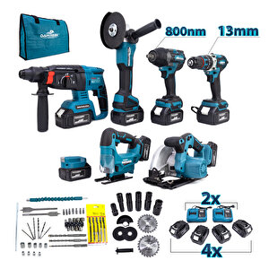 Yedi̇li̇ Set Mk800 (powerbank&led+ Ş.hilti+ş.spral+s.sıkma+13mm Ç.mandren+ş.dekupaj+sunta Kesme)