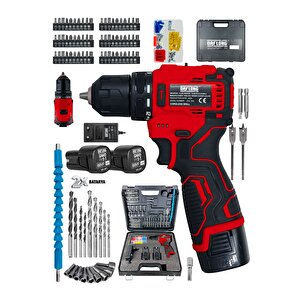 Pro Özel Seri 84 Parça Kömürsüz Güçlendi̇ri̇lmi̇ş Motor Şarjli Armut Batarya Matkap-krmz