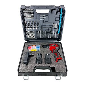 Pro Özel Seri 84 Parça Kömürsüz Güçlendi̇ri̇lmi̇ş Motor Şarjli Armut Batarya Matkap-krmz