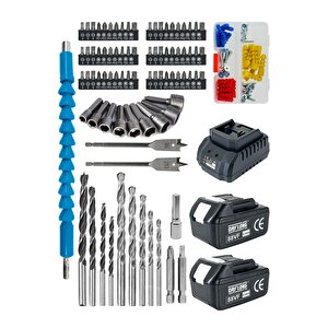 Özel Seri̇ 84 Parça Kömürsüz 10 Pi̇lli̇ Şarjli Matkap