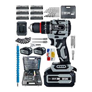 Özel Seri̇ 84 Parça Kömürsüz Güclendi̇ri̇lmi̇ş Motor Darbeli̇ Şarjli Matkap-gri