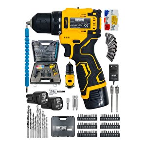 Pro Özel Seri̇ 84 Parça Kömürsüz Güçlendi̇ri̇lmi̇ş Motor Şarjli Armut Batarya Matkap-sari