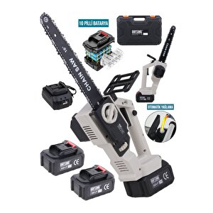 Yeni̇ Kömürsüz Motor 10 İnç Yağlamali 10 Pi̇lli̇ Batarya+hizli Şarj İstasyonu Dal Budama-w