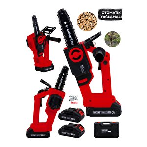 Kömürsüz Yeni̇ Nesi̇l Otomati̇k Yağlamali 6 İnç Dfl-seri̇es Dal Budama Maki̇nasi-krmz