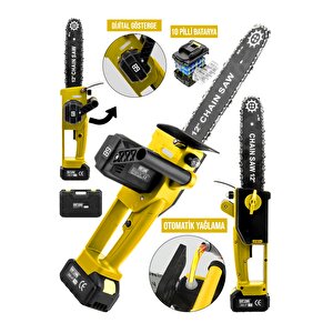 Yeni̇ Nesi̇l Kömürsüz 12 Inch Di̇ji̇tal Göstergeli̇ Otomati̇k Yağlamali Odun-dal Budama Maki̇nasi-y