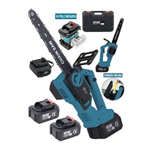 Yeni̇ Kömürsüz Motor 10 İnç Yağlamali 10 Pi̇lli̇ Batarya+hizli Şarj İstasyoni Dal Budama-b