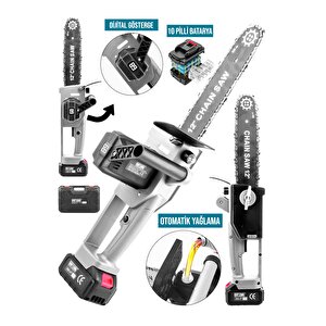 Yeni̇ Nesi̇l Kömürsüz 12 Inch Di̇ji̇tal Göstergeli̇ Otomati̇k Yağlamali Odun-dal Budama Maki̇nasi-w