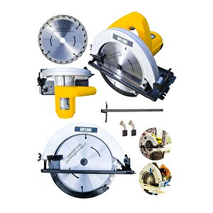 Metal Çift Dişli Sistem 185 Mm Bakır Motor Ahşap Sunta Kesme Daire Testere Makinesi