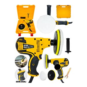 Tam Profesyonel 6 Kademe Devir Ayarlı 125 Mm Zımpara Araba Pasta Cila Polisaj Makinesi-sarı