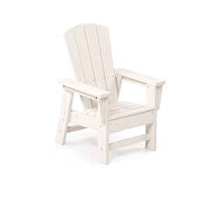 Beyaz Çocuk Adirondack Sandalye | Dış Mekan Bahçe Ve Balkon İçin Dayanıklı, Yıkanabilir, Anaokulu Ve Kreş Kullanımına Uygun Beyaz