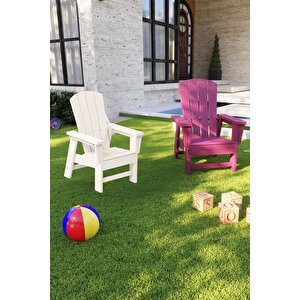 Beyaz Çocuk Adirondack Sandalye | Dış Mekan Bahçe Ve Balkon İçin Dayanıklı, Yıkanabilir, Anaokulu Ve Kreş Kullanımına Uygun Beyaz