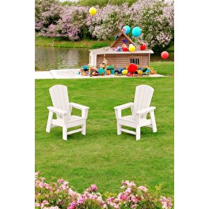 Garpim Beyaz Çocuk Adirondack Sandalye | Dış Mekan Bahçe Ve Balkon İçin Dayanıklı, Yıkanabilir, Anaokulu Ve Kreş Kullanımına Uygun