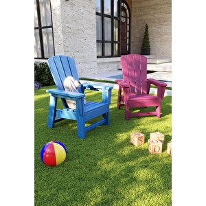 Mavi Çocuk Adirondack Sandalye, Yıkanabilir Koltuk, Dış Mekan Çocuk Mobilya, Kreş, Anaokulu Mavi