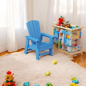 Mavi Çocuk Adirondack Sandalye, Yıkanabilir Koltuk, Dış Mekan Çocuk Mobilya, Kreş, Anaokulu Mavi