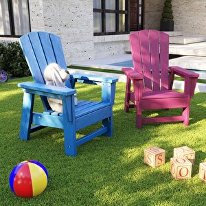 Mavi Çocuk Adirondack Sandalye, Yıkanabilir Koltuk, Dış Mekan Çocuk Mobilya, Kreş, Anaokulu Mavi