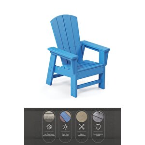 Garpim Mavi Çocuk Adirondack Sandalye, Yıkanabilir Koltuk, Dış Mekan Çocuk Mobilya, Kreş, Anaokulu