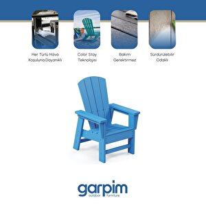 Garpim Mavi Çocuk Adirondack Sandalye, Yıkanabilir Koltuk, Dış Mekan Çocuk Mobilya, Kreş, Anaokulu