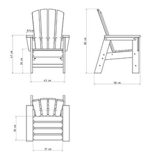 Garpim Mavi Çocuk Adirondack Sandalye, Yıkanabilir Koltuk, Dış Mekan Çocuk Mobilya, Kreş, Anaokulu