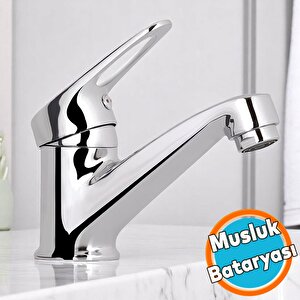 Mix Batarya Krom Lavabo Banyo Mutfak Musluğu Musluk Mermer Tezgah Üstü Çift Su Giriş Evye
