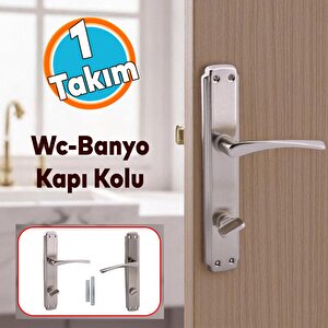 Wc Banyo Kapı Kolu Nikel İnox Aynalı Sağa Sola Uygun Kilitlenebilir İç Dış Tuvalet Kapısı 1 Takım
