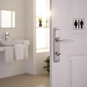 Wc Banyo Kapı Kolu Nikel İnox Aynalı Sağa Sola Uygun Kilitlenebilir İç Dış Tuvalet Kapısı 1 Takım