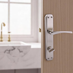 Wc Banyo Kapı Kolu Nikel İnox Aynalı Sağa Sola Uygun Kilitlenebilir İç Dış Tuvalet Kapısı 1 Takım