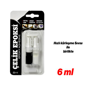 Çelik Epoksi Yapıştırıcı 6 Ml Metal Plastik Seramik Cam Çelik Yalıtım Onarma Doldurma 1 Adet