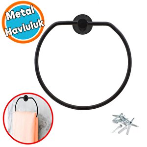 Bez Havluluk Aparatı Lavabo Banyo Mutfak Bez Havlu Askısı Siyah Paslanmaz Vidalı Metal