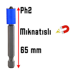 Mıknatıslı Bits Uç Ph2 65 Mm Renkli Vida Tutucu Sökme Yıldız Matkap Vidalama Ucu S2 Çeliği (10 Adet)